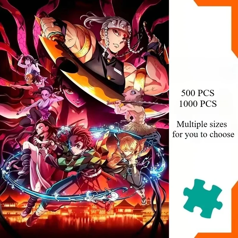 Anime Demon Slayer 500/1000/1200/2000 PCS Jigsaw Puzzles Challenging Family Activity Games for Gameroom Bedroom Unique Gifts