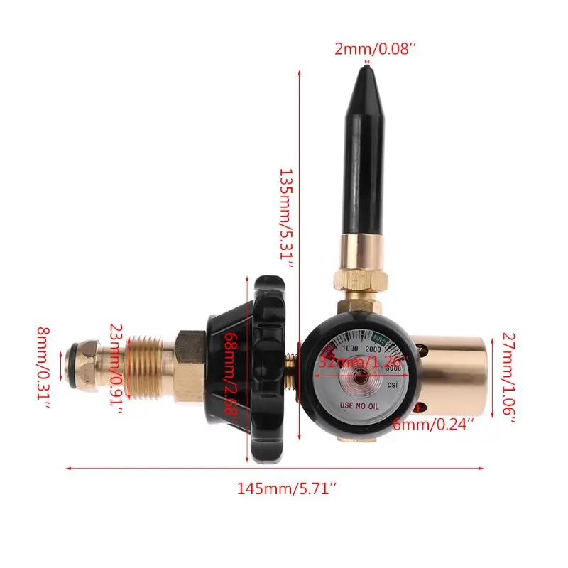 Brass Helium Latex Balloon Inflator Regulator With Pressure Gauge Suitable For G5/8 Balloon for Tank Valves Pressure Red