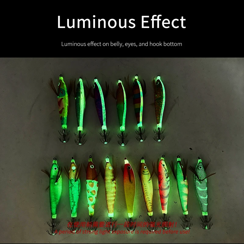 ZYZ Squid Bait Wood Shrimp Luminou 10.5cm Fake Squid Umbrella Explosive Hook Simulation Artificial Bait Sea Fishing Octopus Hook