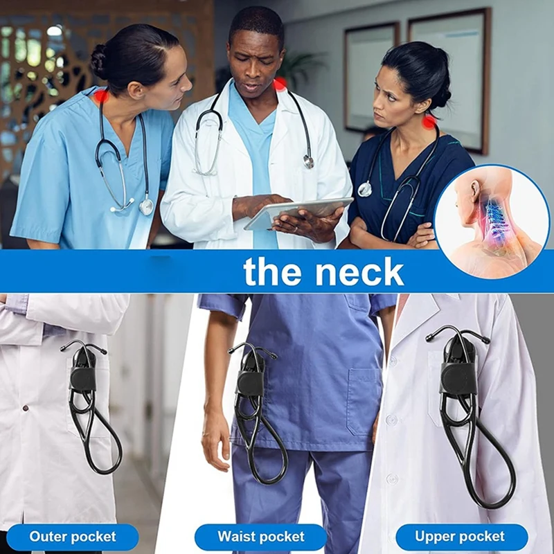 Stethoscope Holder-Stethoscope Clip Hip Holder With Leather Stethoscope Holster For Littmann & Most Stethoscopes Black