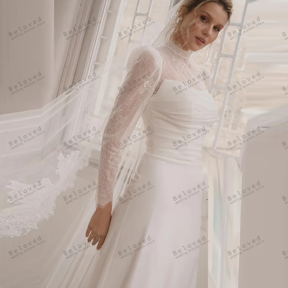 Robes De mariée De luxe magnifiques Robes De mariée dentelle Appliques Robes musulmanes modestes pour les femmes robes De Novia exquises personnalisées