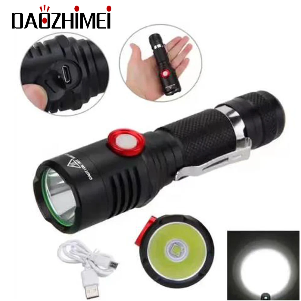 

5000LM led Flashlight 1 Modes waterproof Usb Rechargeable L2 Tactical flashlights 18650 Torch Outdoor Camping Lantern