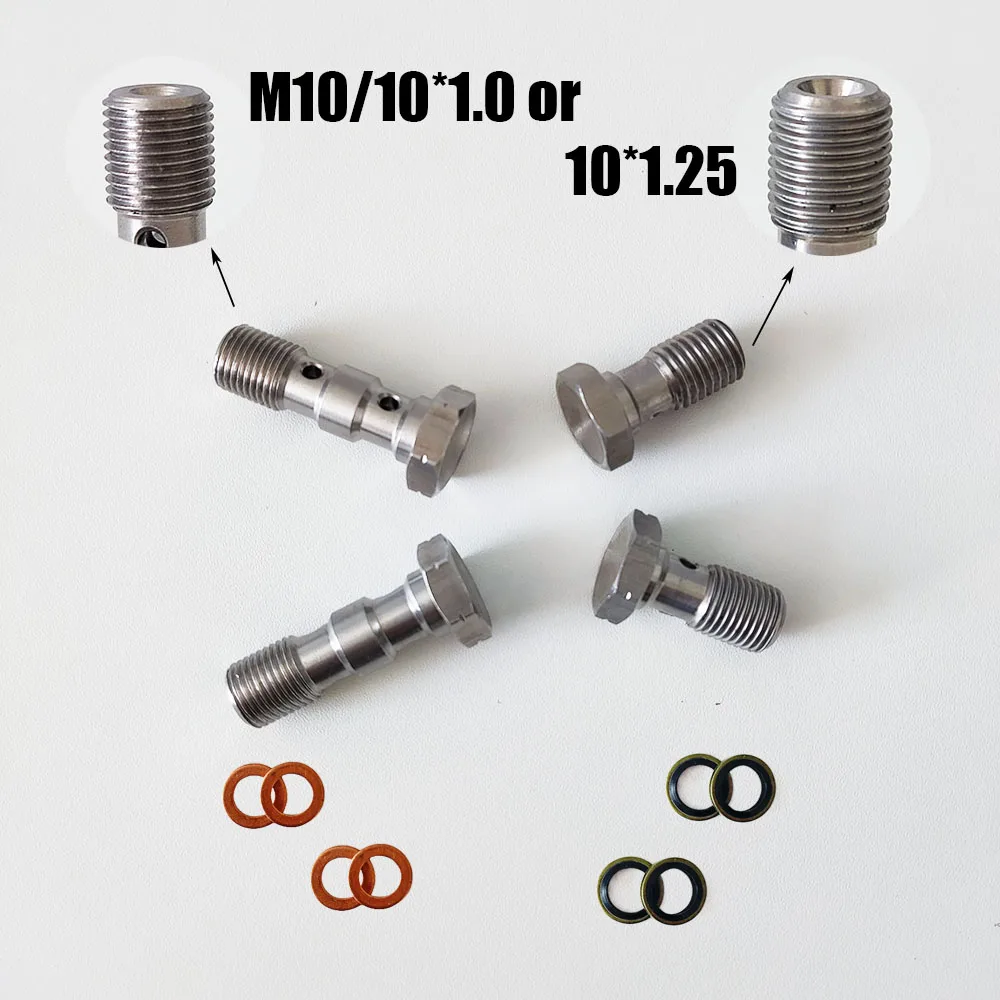 Stainless Steel M10x1.0/1.25 Banjo Bolts Brake Line Fittings Adapter Metric Thread Motorcycle Brake Cylinder Single Banjo Bolt