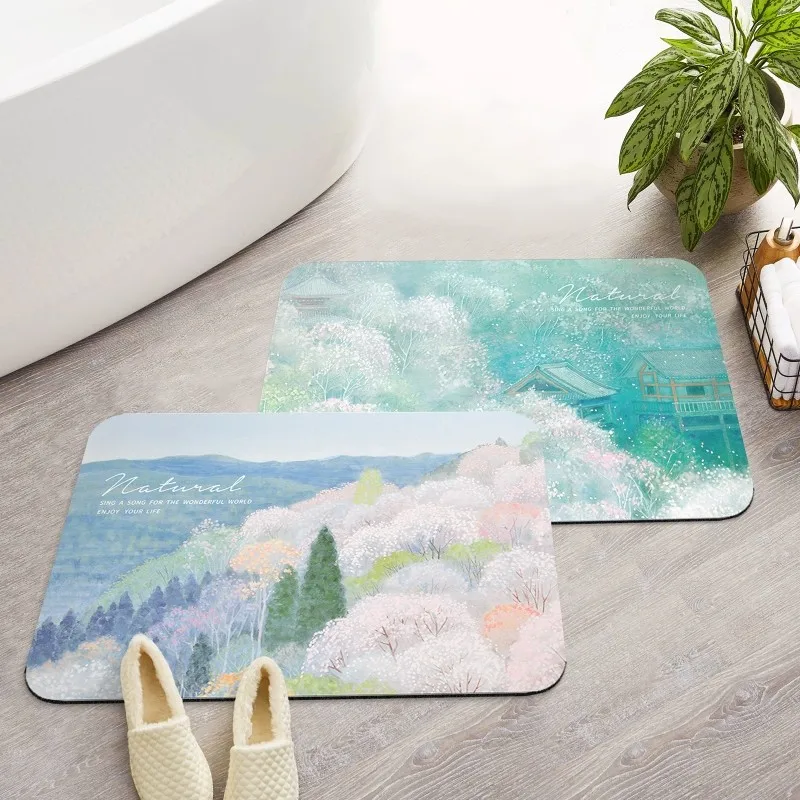

Коврик для ванной из силиконовой глины с рисунком аниме Yuede Meixu, влаговпитывающий, нескользящий, для дома, прочный, для двери
