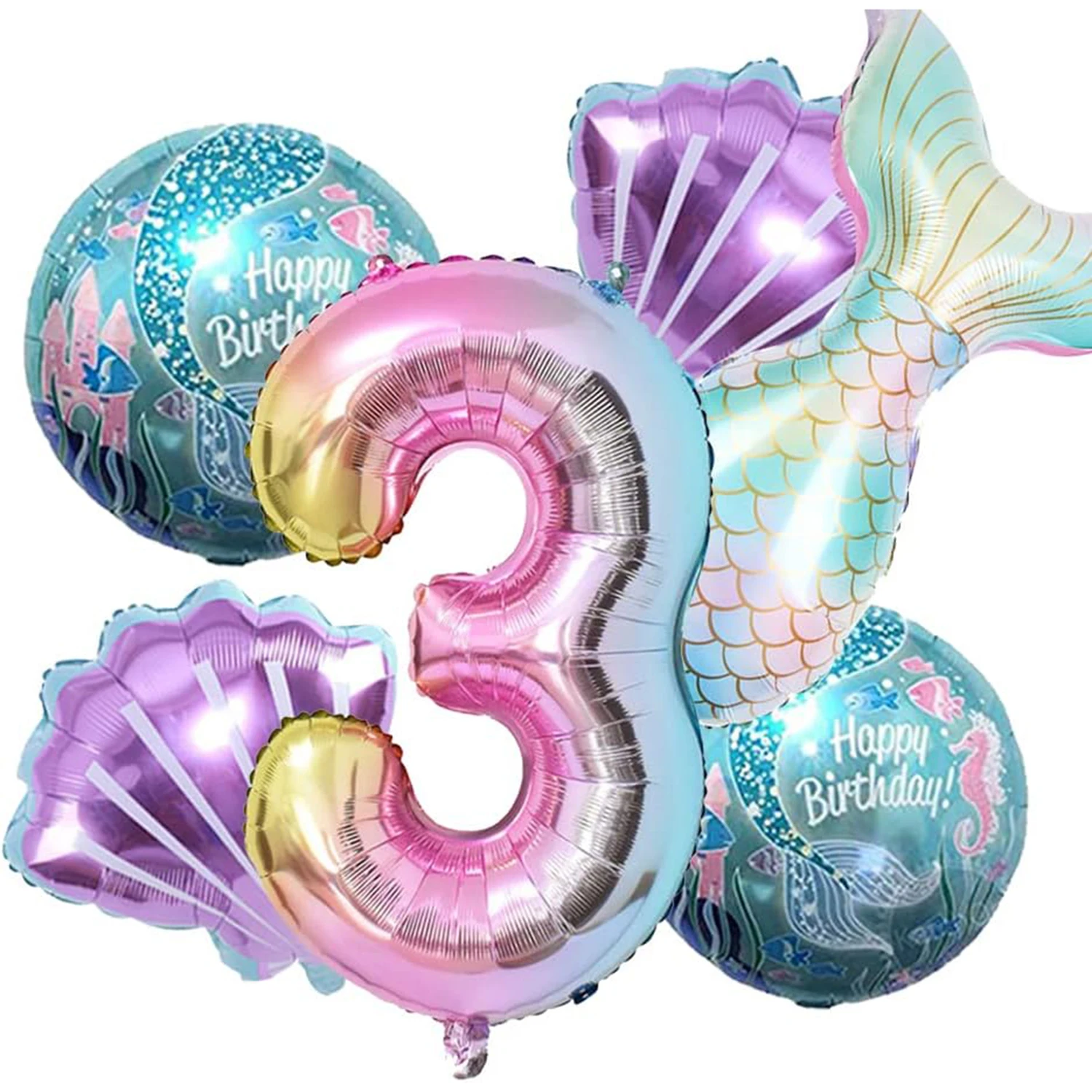 Mermaid Balloon 32 inch Digital Aluminum Foil Balloon Children\'s Birthday Party Decoration Baby Shower Decoration