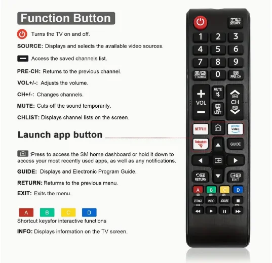 New BN59-01315B For Samsung TV Remote Control NETFLIX Prime Video UE55RU7100UE43RU7105 UE43RU7179 UE50RU7179 UE55RU7179