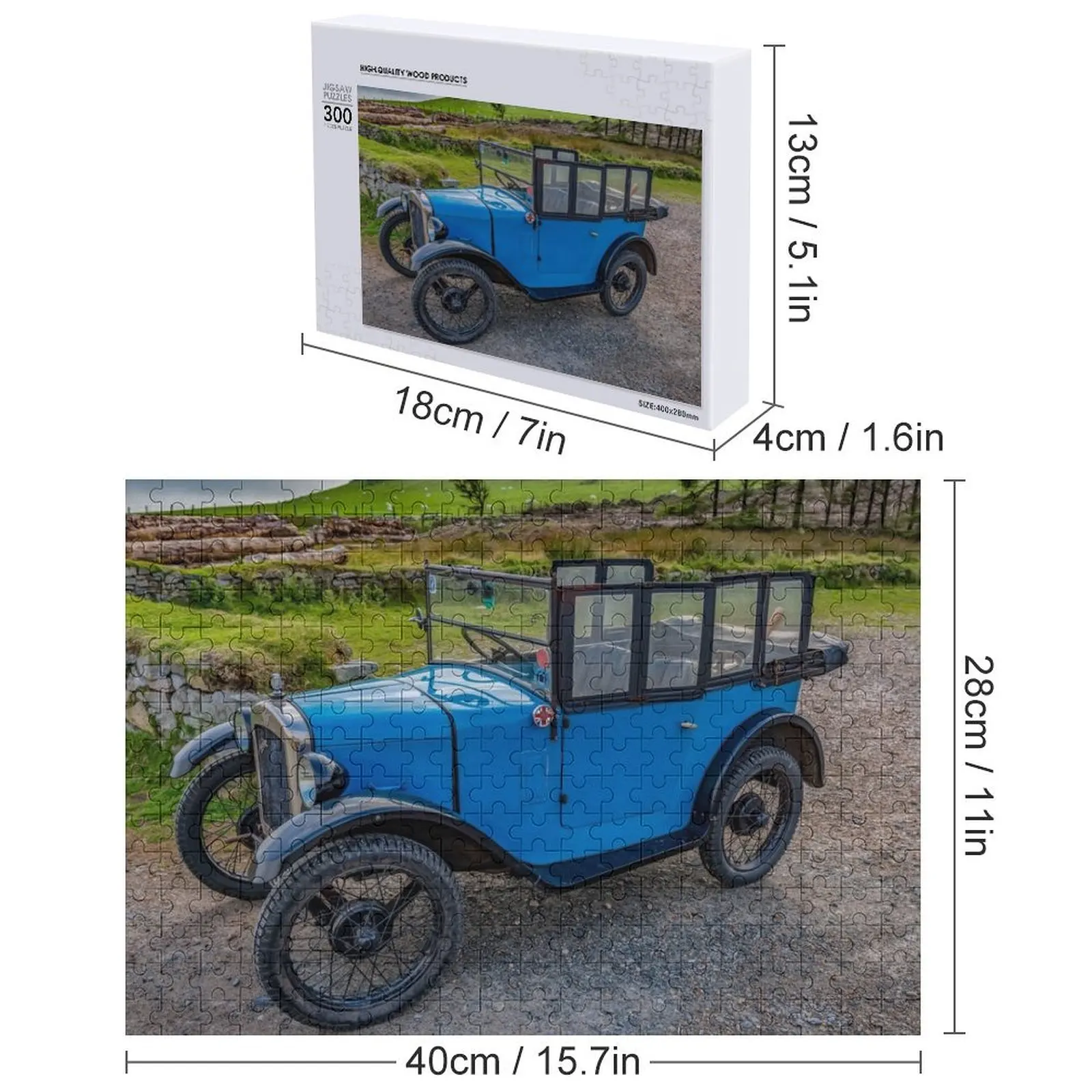 ปริศนาจิ๊กซอว์รถยนต์คลาสสิกออสติน 7 ทำจากไม้ ปรับแต่งชื่อได้ ปริศนาชื่อส่วนบุคคล