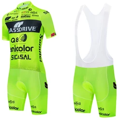 Fluor Yellow Cycling Jersey GLASSDRIVE Team Bike Maillot Jersey Shorts Suit Men 20D Road Ropa Bicycl Tshirt Pants Clothing