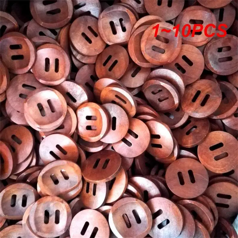 1~10PCS Beautiful Coffee Brown Wooden 4 Holes Round Wood Sewing Buttons 30mm 7NK105