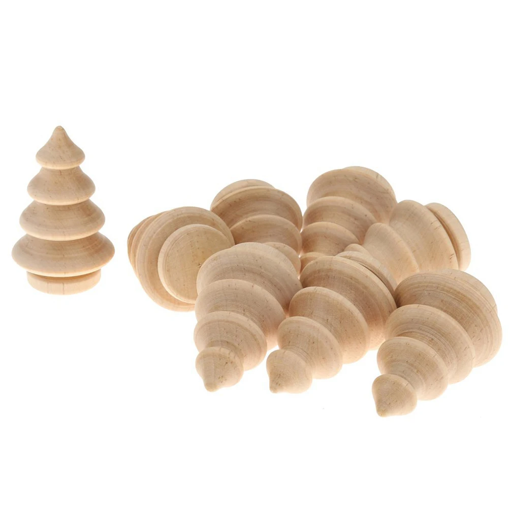 

20pcs Wooden Christmas Tree Peg Creative Diy Blank Cake Toppers Party Decoration Ornament Gift For Family
