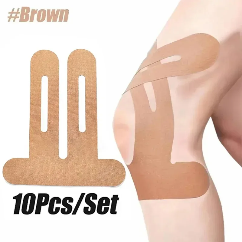 10PCS Kinesiology Tapes for Knees Waterproof & Breathable Sport Tape Elastic Adjustable Knee Elastoplast for Running Gym Hiking
