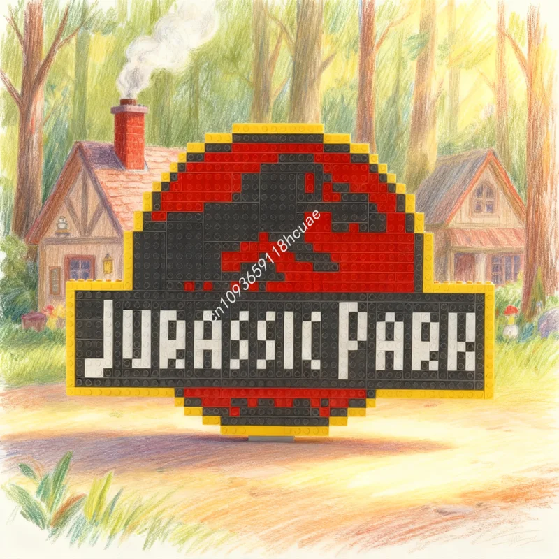 283 Piezas MOC Art Jurassic Park Logo Modelo Bloques de Construcción DIY Creativo Regalo Festivo Juguete Educativo para Ensamblar