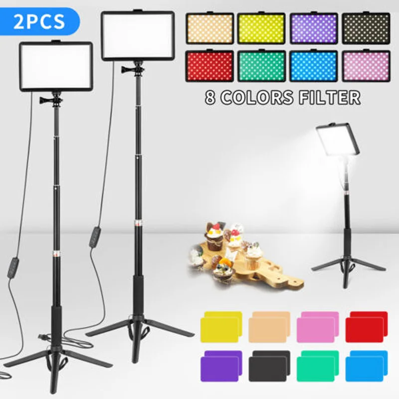 

Selens 2PCS LED Photography Video Light Panel Lighting Photo Studio Kits Lamp For Live Streaming Youtube With Tripod Stand 삼각대