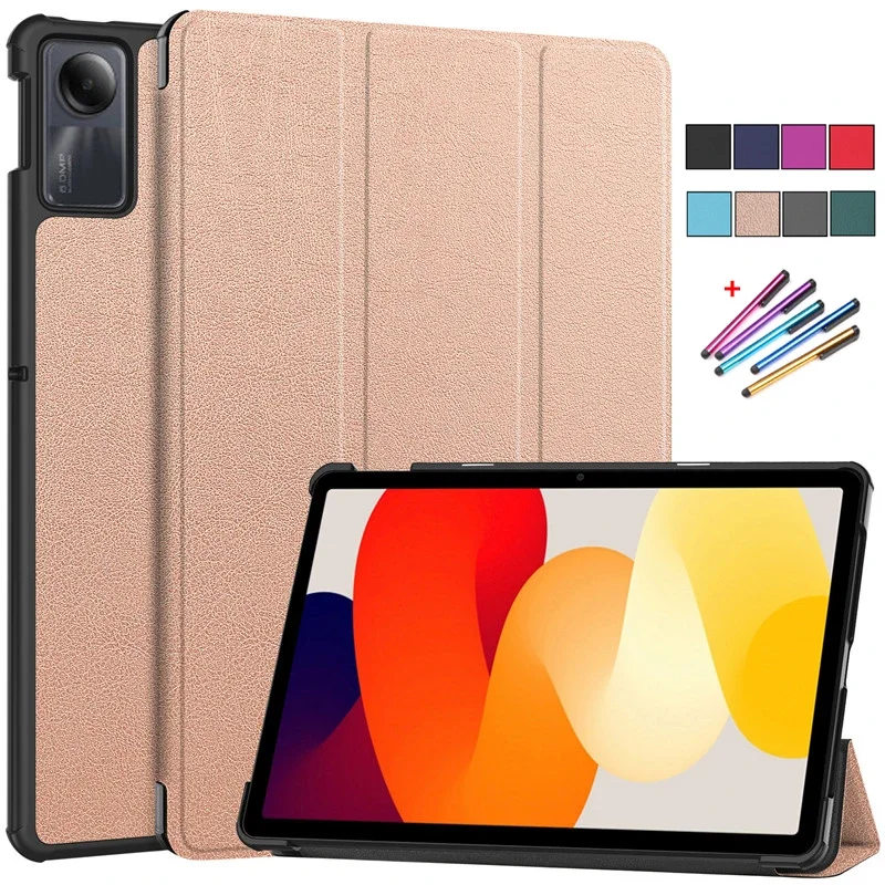 For Xiaomi Redmi Pad SE Case 2023 11 inch Tri-Fold Leather Magnetic Stand Smart Cover For Coque Redmi Pad SE Case Funda + Pen