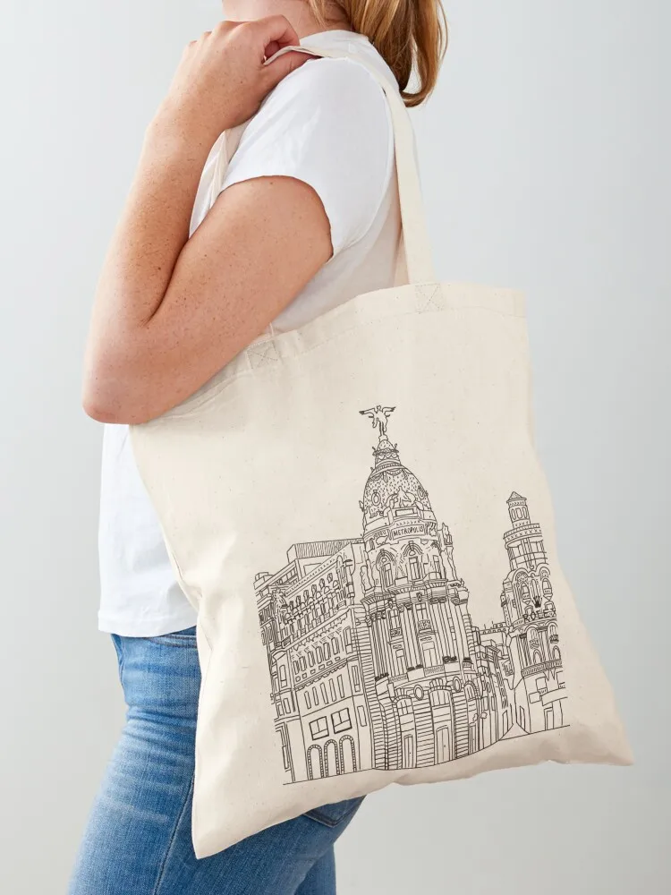 Gran Via de Madrid Tote Bag bags woman 2025 supermarket folding bag Canvas bag Women's shopping Canvas Tote