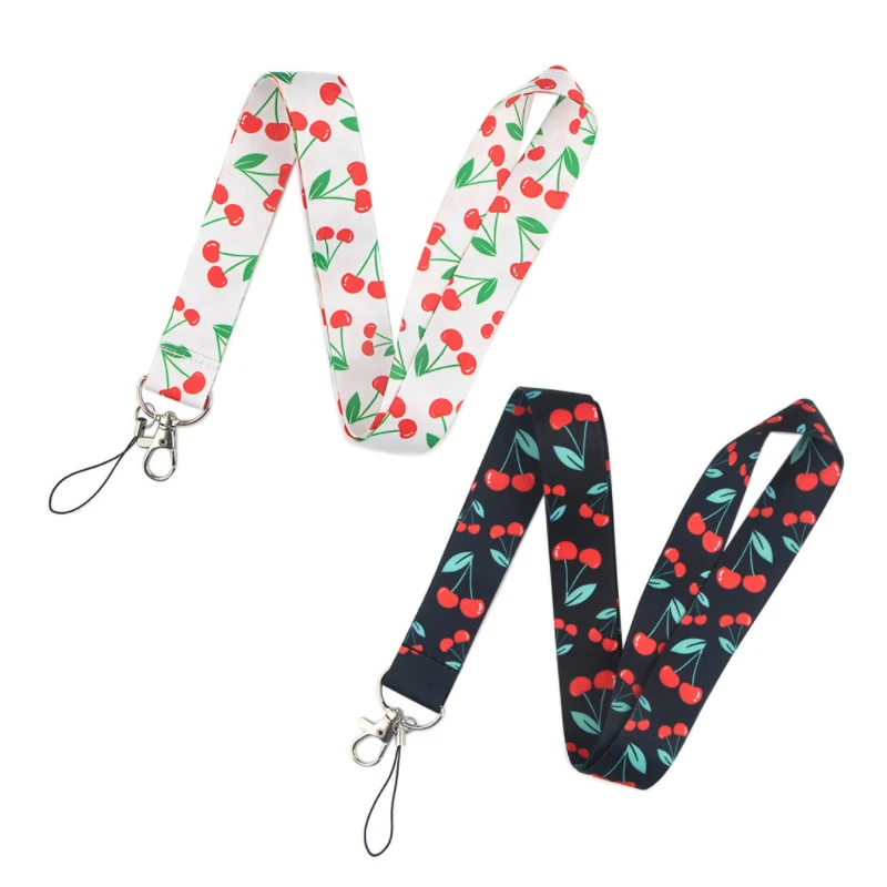 Fruit cherry  Funny art Lanyard Neck Key Strap for Phone Keys ID Card Cartoon webbings ribbons