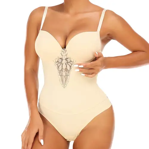 Imagen 1 del producto Moldeadores de cuerpo para mujer, Body Fajas Colombianas, ropa interior Sexy de encaje con entrepierna abierta, lencería con cuello en V y sujetadores para uso diario