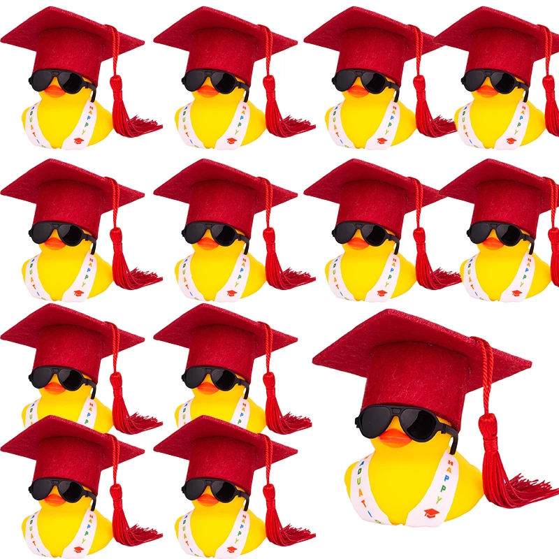 Juego de 48 patos de goma para graduación con gorra de graduación, pato de goma para fiesta de graduación, gorra de graduación, pato para estudiantes, regalos de graduación