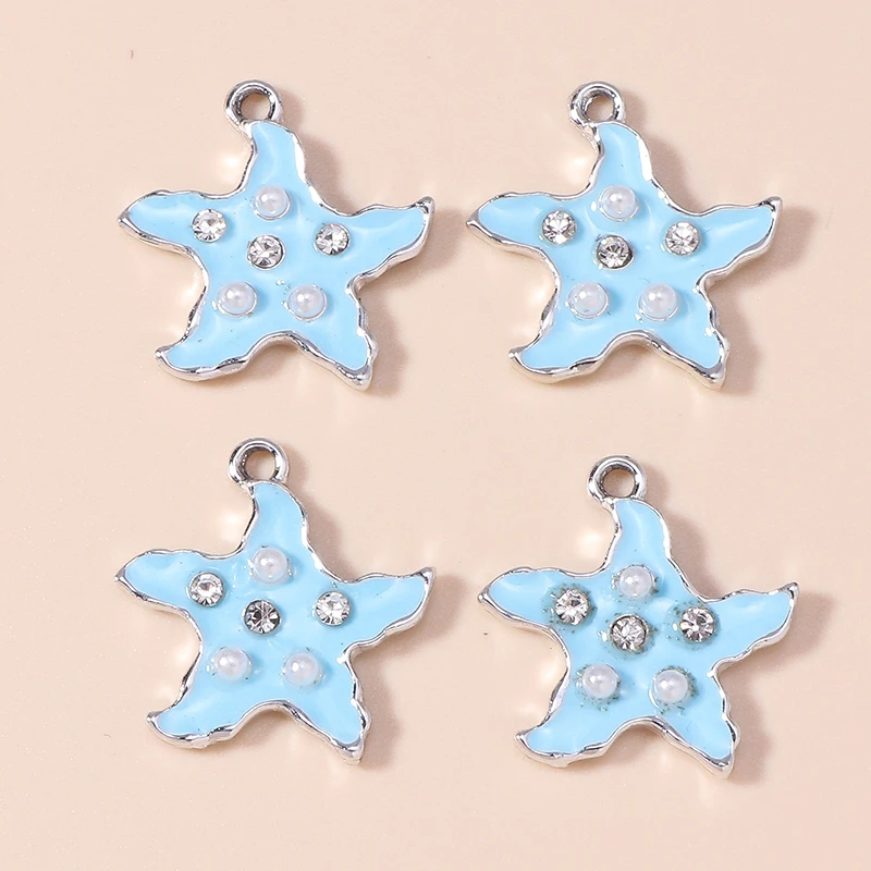 Leslie 10 قطع سحر لطيف المينا كريستال الصيف شاطئ اللؤلؤ نجم البحر قلادة ل سوار أقراط DIY بها بنفسك اليدوية صنع المجوهرات