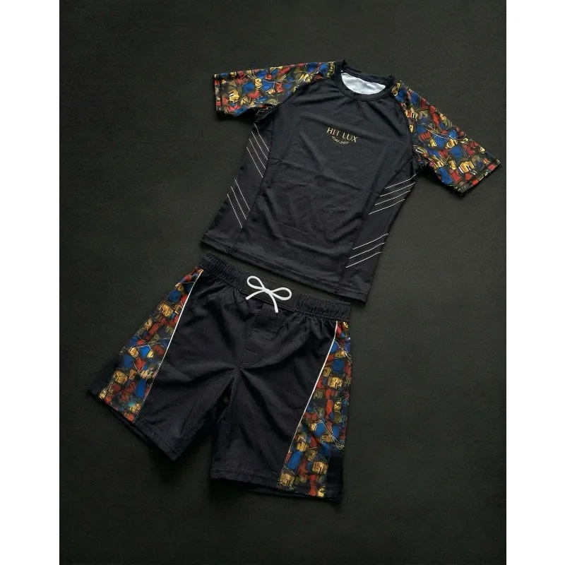 

2026 American Street Fighting Suit Summer Quick-Drying Sweat-Wicking Muay Thai Training Suit T-shirt + Shorts 2-Piece Set Unisex