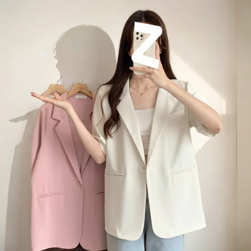 

Blazers Womans Blazer Romper Woman Collarless Long Theatre Modern Female Formal No Collar Design Clean Line Slim Fit Button 2026