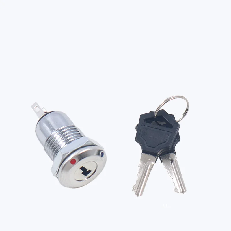 1Set 12mm Stainless Steel Electronic Key Switch ON OFF Lock Switch Phone Lock Security Power Switch 12*21mm 2 Keys S432