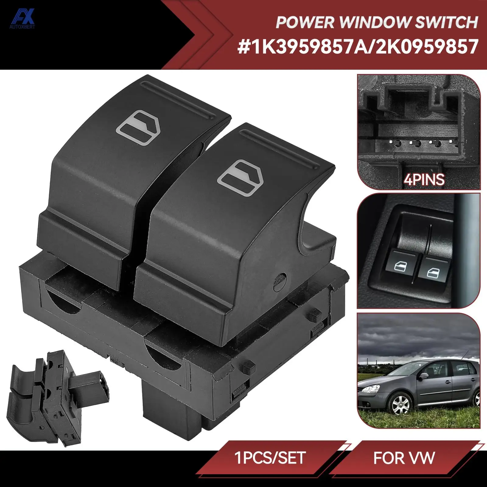 4 Pin Electric Power Window Switch Button Fits For VW Golf MK5 Caddy 2K Passat B6 Jetta Eos Seat Ibiza Leon 2K0959857 1K3959857A