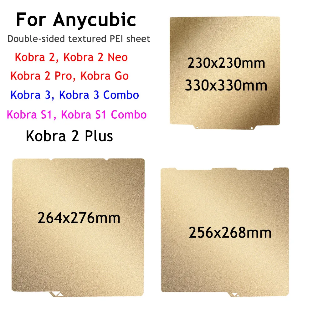 Placa de construção pei, folha de aço de mola flexível, cama removível, impressora 3d para anycubic kobra 2 pro/neo/plus, kobra 3/3combo, s1 combo