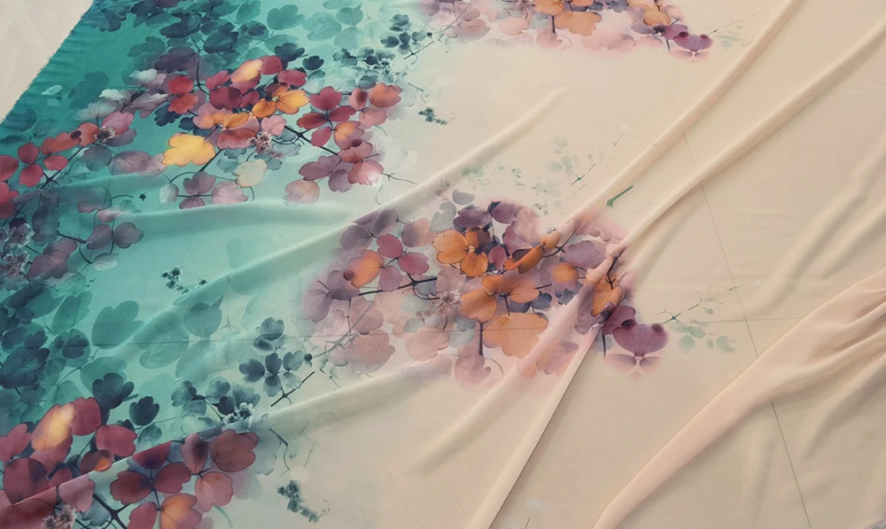 1 Meter x 1,48 Meter Blumenmuster Chiffon-Gaze Tanzkleiderstoff Chiffon 50D – Detail 7