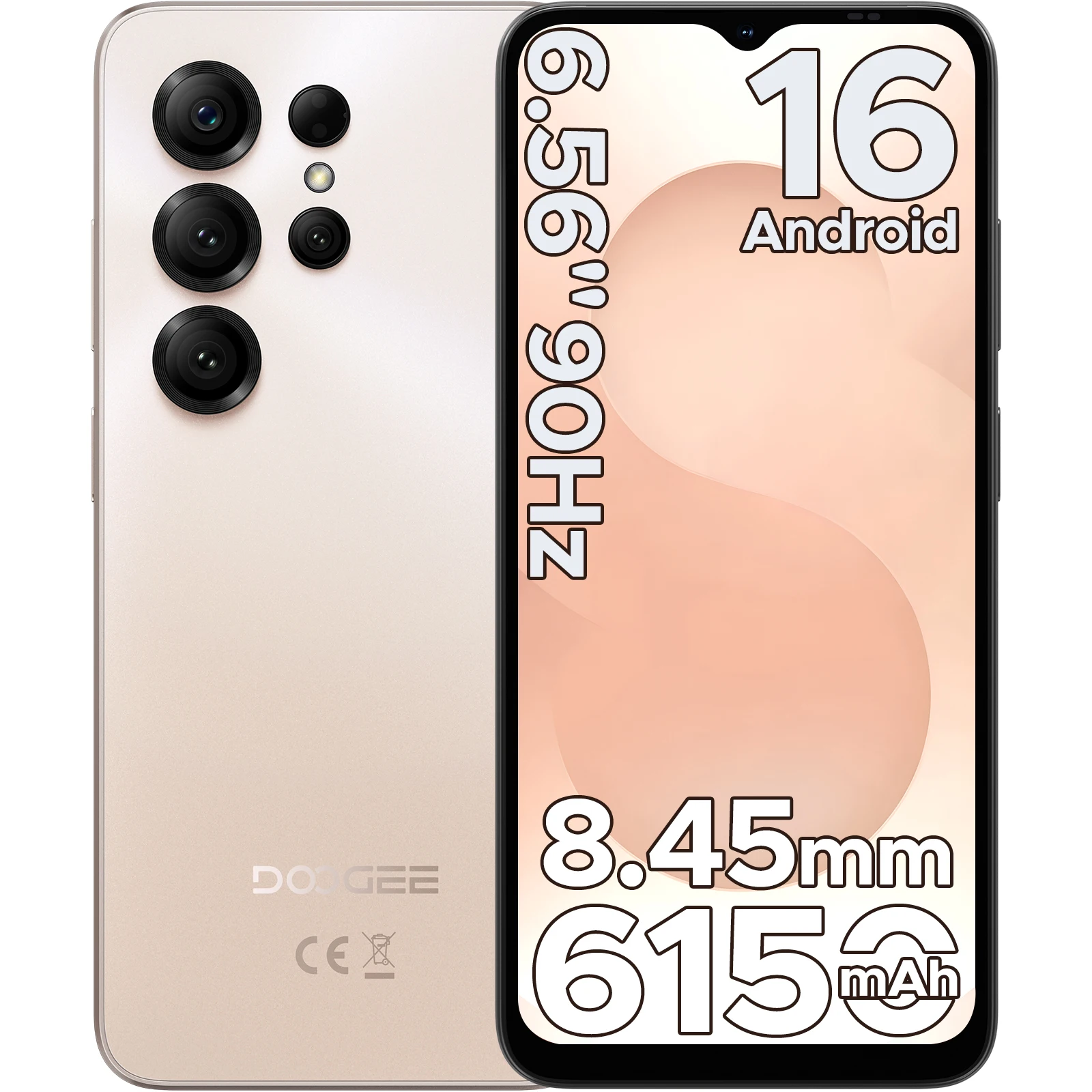 DOOGEE Note56 X - Globale Versie, Android 16 Smartphone, 6.56" scherm, 6150mAh batterij, 24GB RAM (3+21), 64GB opslag, ondersteuning gezichtsherkenning