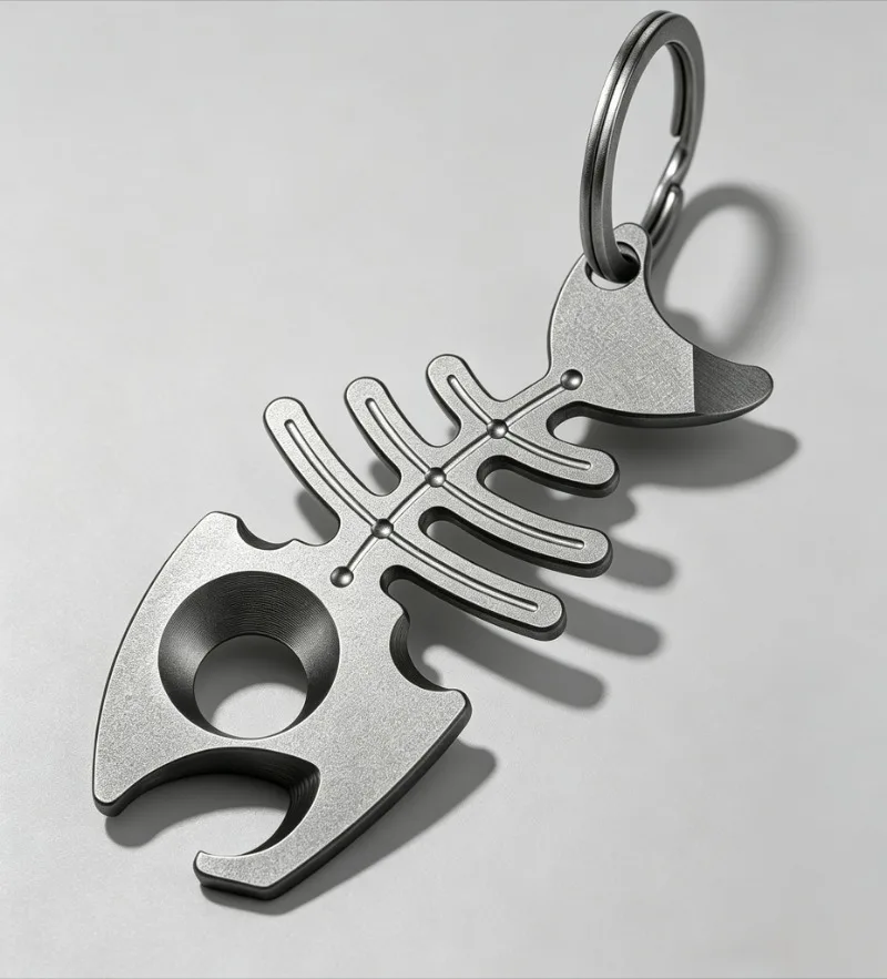 Titanium Pry Bar Keychain Multitool with Bottle Opener, Stainless Steel Key Ring EDC Accessory Gift for Men Grey