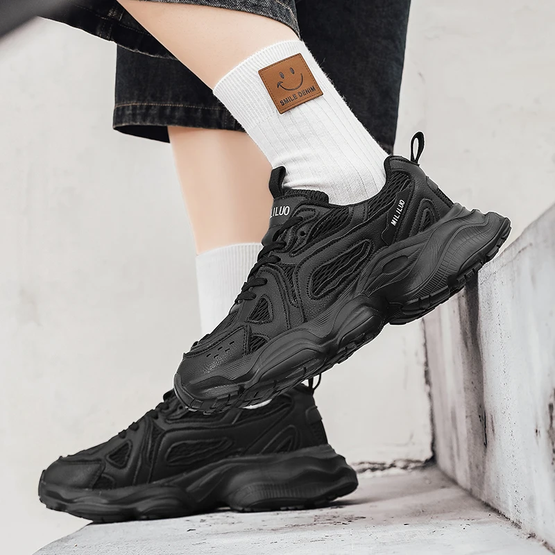 Thick Sole Versatile Clunky Sneaker For Men 2026 New Trend Mesh Lace Up Breathable Casual Sports Shoes Increased Soft Soles