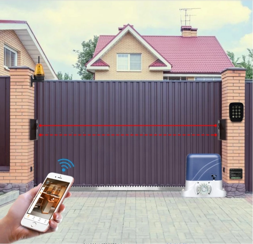Automatic Sliding Gate Operator with Remote Control for Driving 1200KGS  Heavy Gates AC220V 110V Optional Access Control System