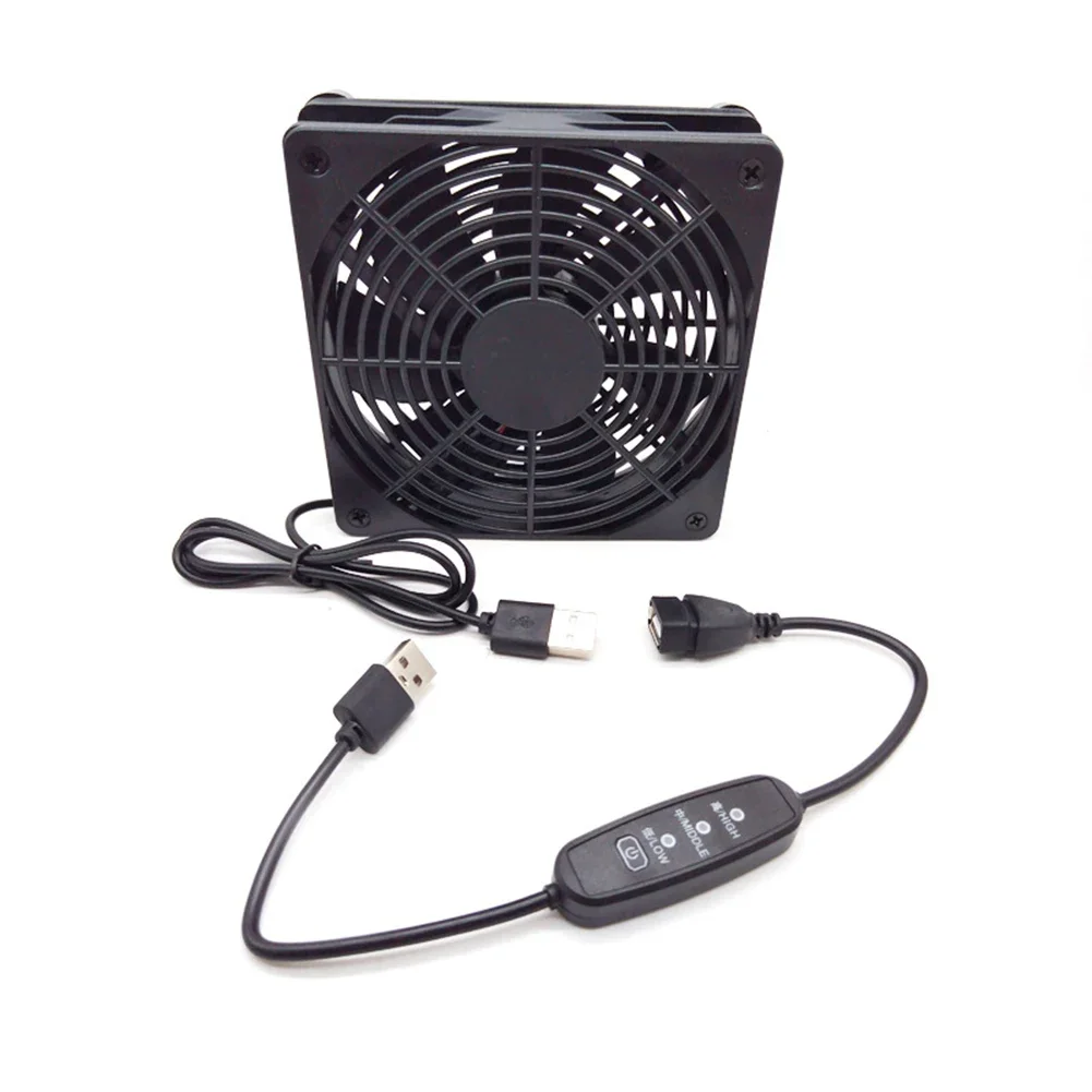 

120mm 5V USB Router Fan With Speed ​​Controller High Air Volume Cooling Fan Speed Controller Anti-Dust Fan Filter ABS Material