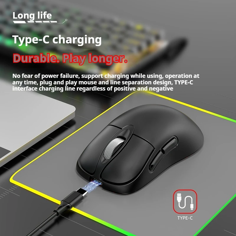 Imagem -02 - Mouse de Jogo Tri-mode sem Fio Bluetooth 2400 Dpi Definição Macro Carregamento Rgb Esports Escritório Notebook Computador Óptico