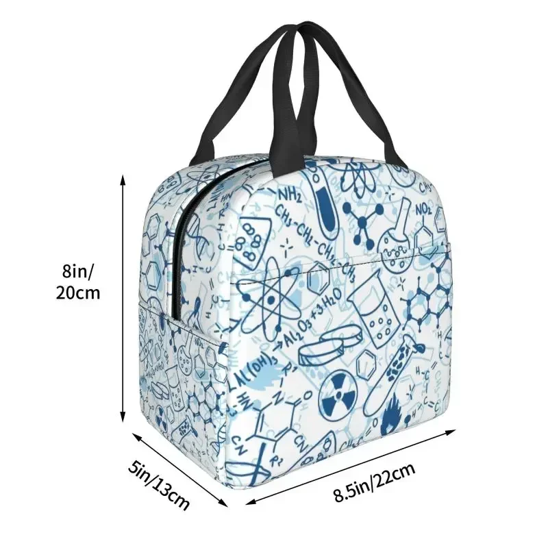 Chemistry Chemical Lab Insulated Lunch Bags for Women Science Biology Resuable Cooler Thermal Bento Box Outdoor Camping Travel