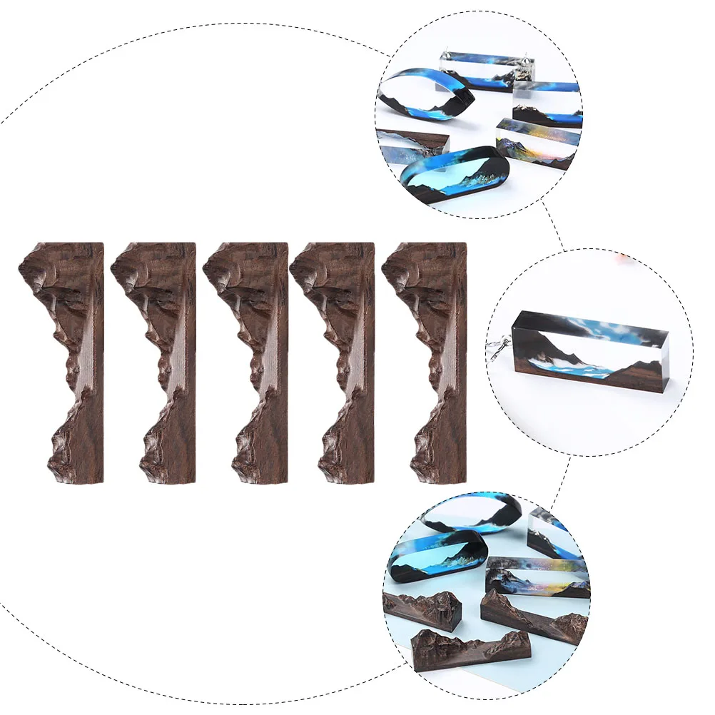 

5 Pcs Wooden Accessories for Epoxy Resin Crafts Lightweight Durable Romantic Design DIY Material Kit Sculpture Making