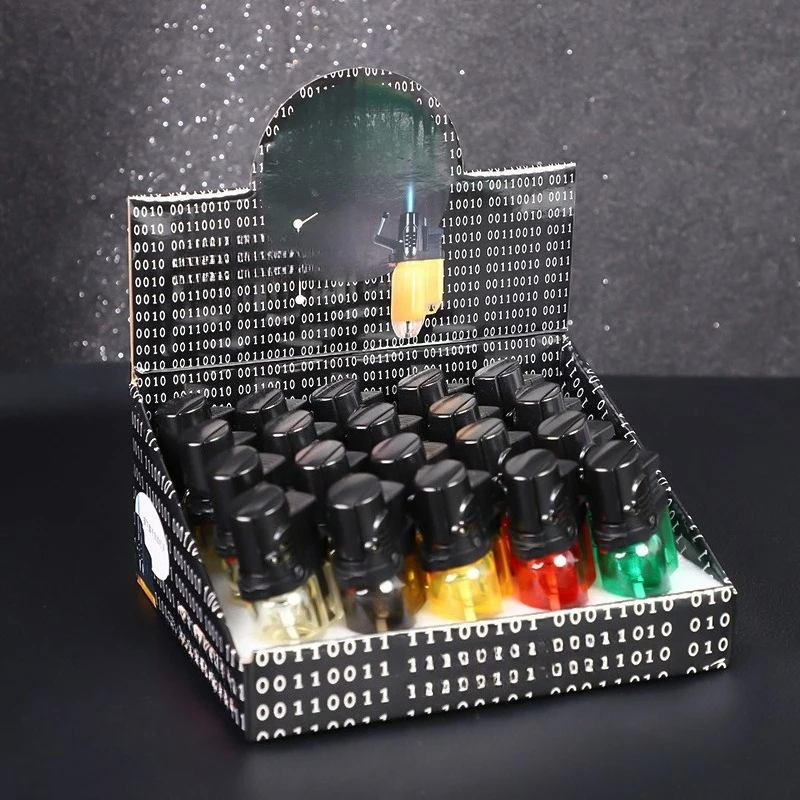 

New Metal Personality Direct Moxibustion Inflatable Small Spray Gun with Lockable Flame Windproof Lighter Men's Portable Pendant