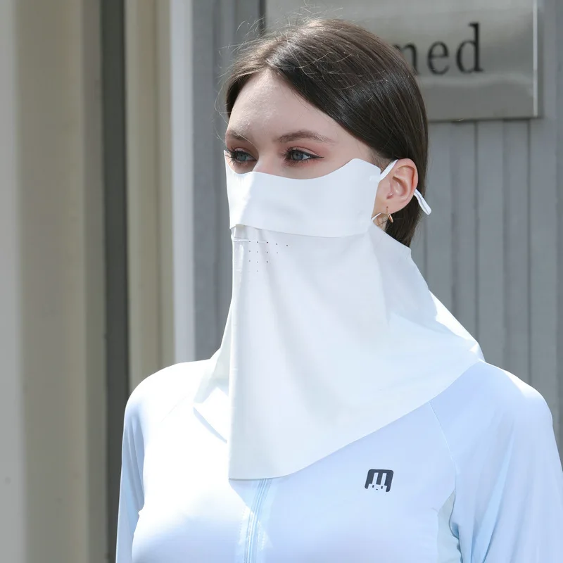 2025 New Women's Long Neck Riding Sunscreen Mask with High Beauty UV Protectio Eye Glacial Ice Silk Mask Sunscreen Mask