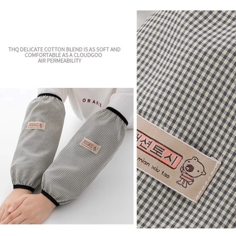 Women's Cotton Plaid Sleeve Waterproof Oversleeves Housework Cleaning Anti-Dirty Arm Sleeves Warm Autumn and Winter Oversleeve image 4