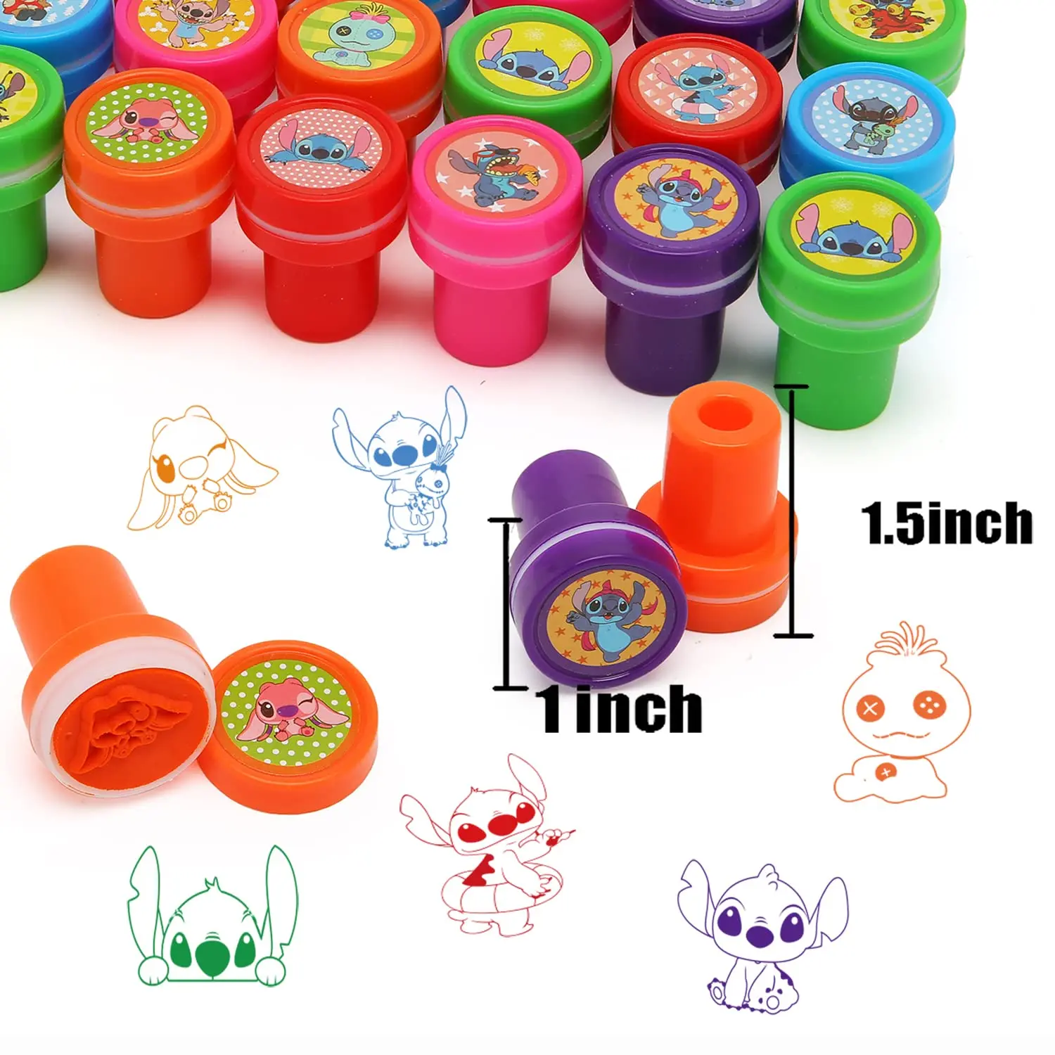 12Pcs Cartoon Lilo Stitch Party Favors Stampers Classroom Rewards Prizes Goody Bag Stuff for Boys Girls Birthday Party Gifts
