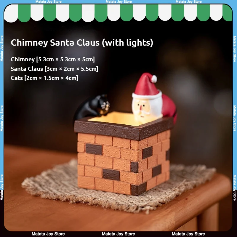 

Zakka Chimney Pen Holder Santa Claus and Cat Ins Luminous Creative Gift Christmas Eve Gift Couple Birthday Healing Ornament Cute