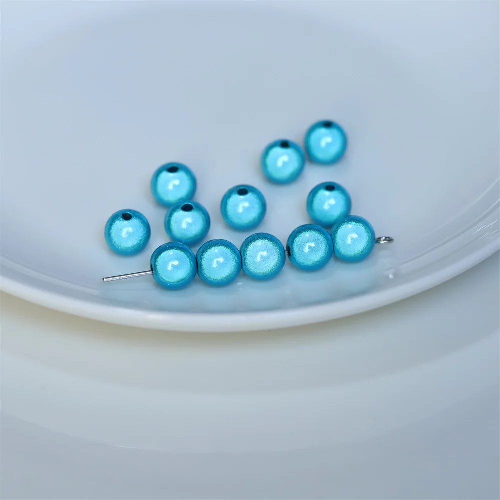 4/6/8/10/12/14 MM Perle Perle Satin Glanz Imitation Perlmutt gefärbt Runde Glas Lose Spacer Perle Für Schmuck Halskette Vase Füllstoff