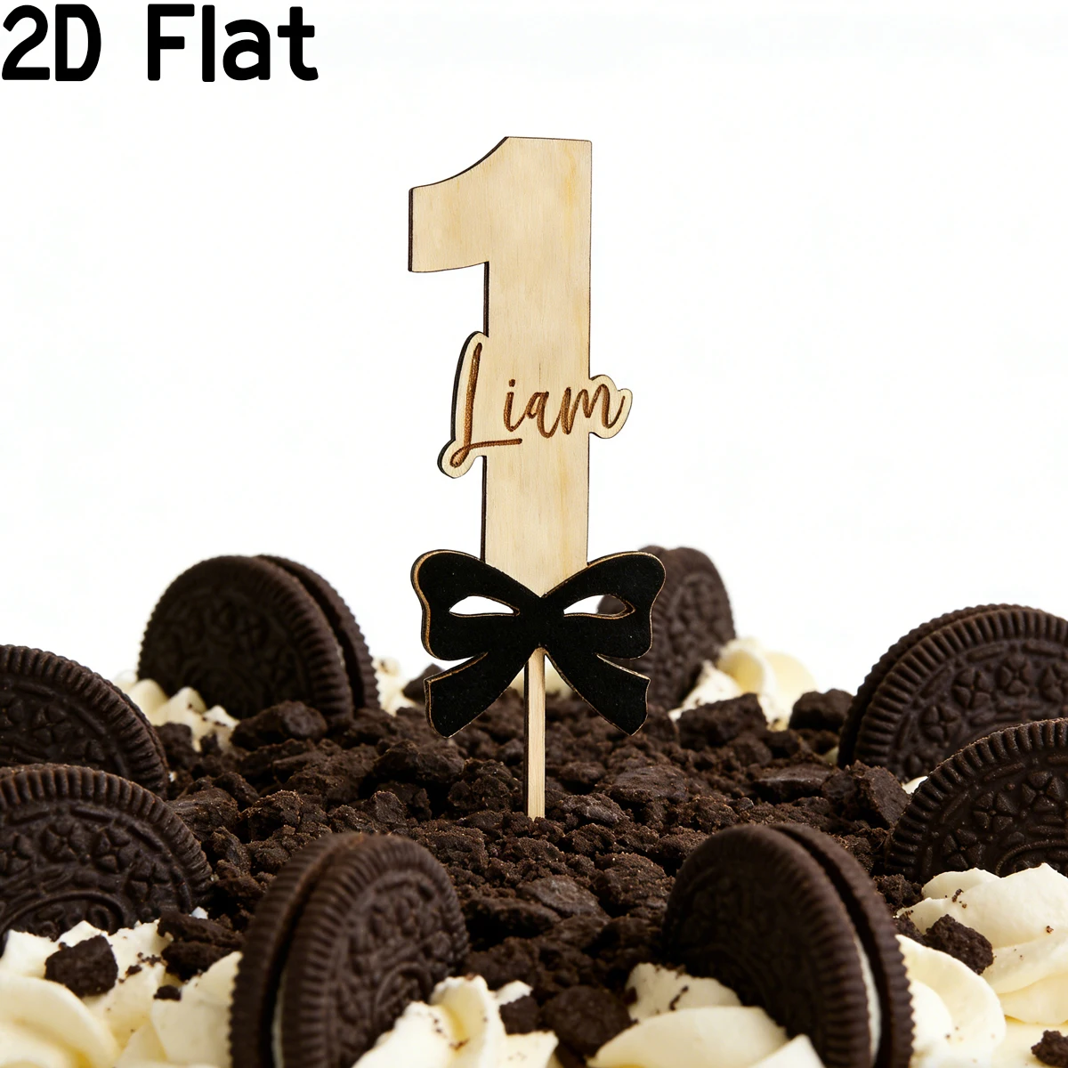 1pc Custom Name Black Bow Wooden Acrylic Cake Topper,Home Family Friends Wedding Birthday Anniversary Graduation Festive Gift