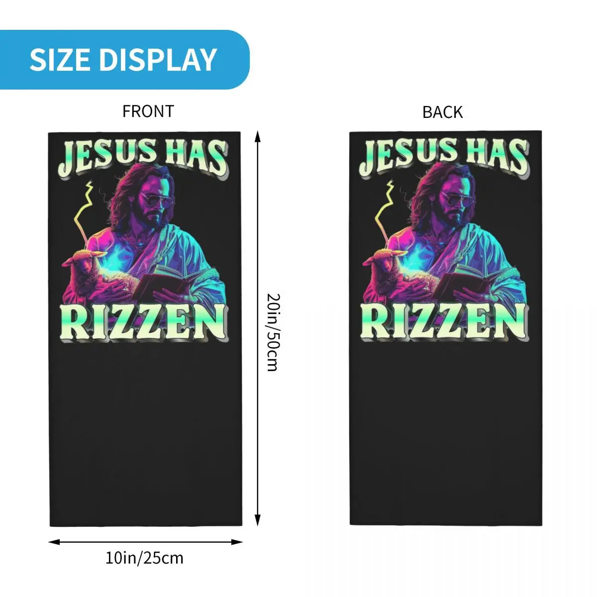 Jesus Has Rizzen Funny Sarcastic Balaclava Merch Neck Gaiter Christian Christ Bandana Fishing Scarf for Men Women All Season