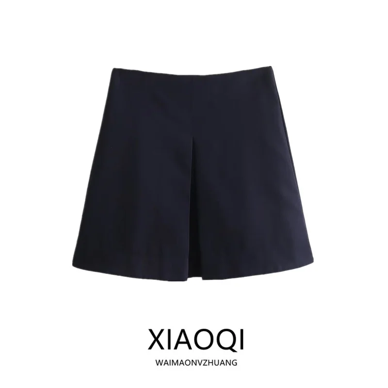 

High Waist Wool Blend Skirt Spring Summer 2024 Women's Faion Versatile A-Line ort Skirt Ele Simple Color