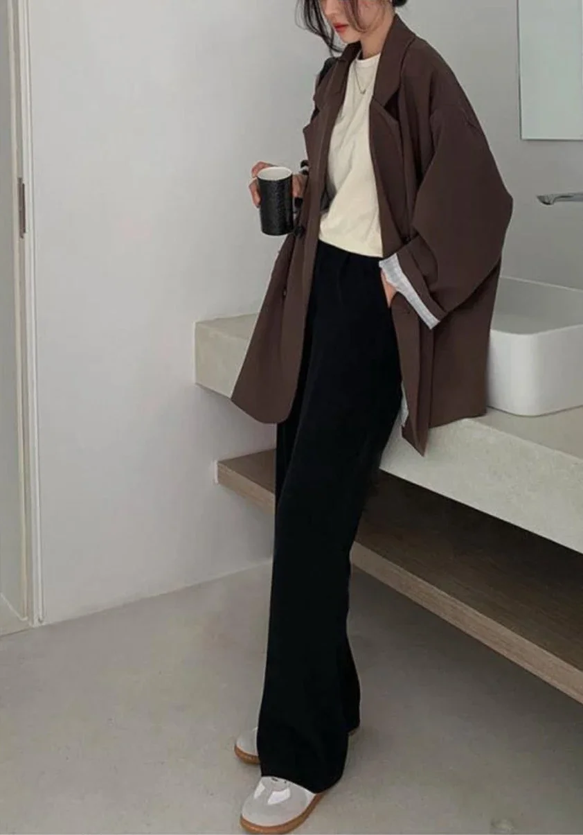 Neue Frühling-Herbst-Damen-Blazer, lockere Passform, koreanische Mode, Vintage-Blazer, Anzugjacke, elegante Damenmäntel, Streetwear, Damenbekleidung – Detail 5