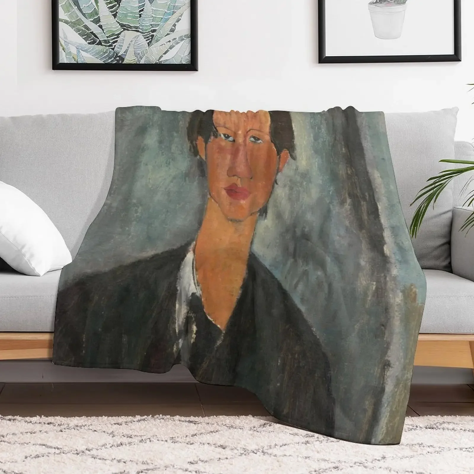 Amedeo Modigliani. Chaim Soutine, 1917. Throw Blanket valentine gift ideas Single Blankets