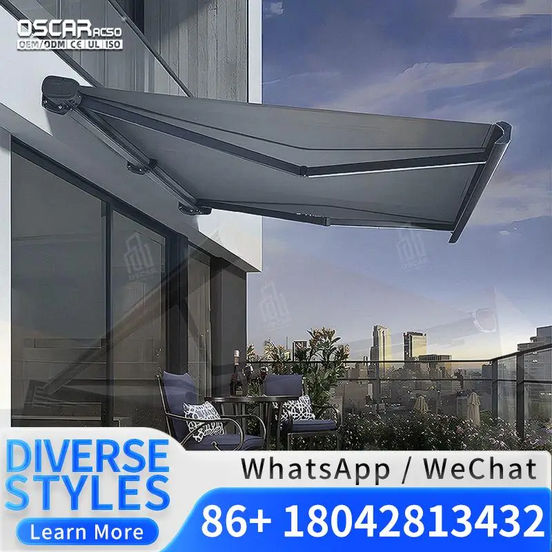Retractable Electric Folding Telescopic Sunshade Outdoor Patio Canopy for Terrace Villa Courtyard Retractable Awning