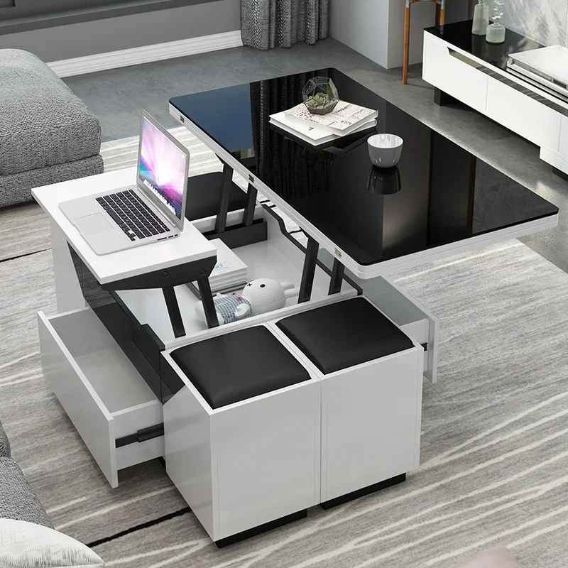 Multifunctional coffee table dining dual-purpose electric lifting and folding apartment living room modern simpleTV cabinet